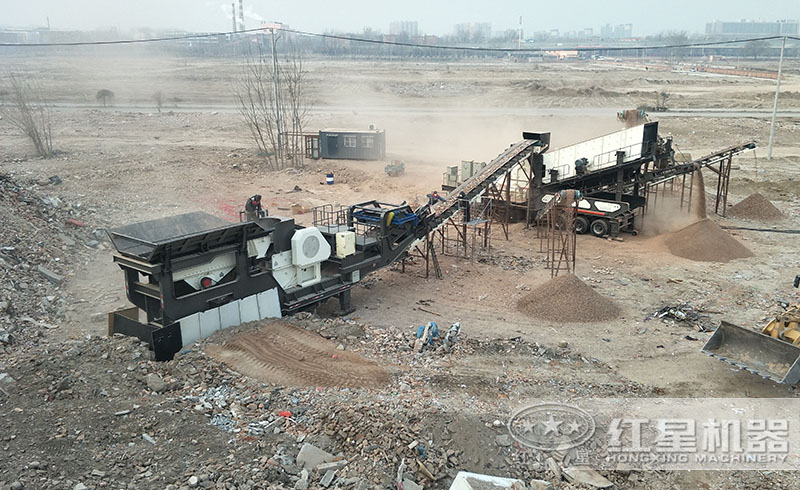 紅星移動式破石生產(chǎn)線現(xiàn)場