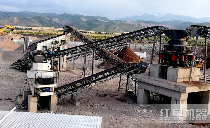 紅星石子破碎成沙生產(chǎn)線現(xiàn)場(chǎng)