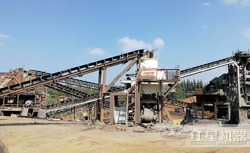 紅星用戶大理石廢料制砂生產(chǎn)線現(xiàn)場(chǎng)