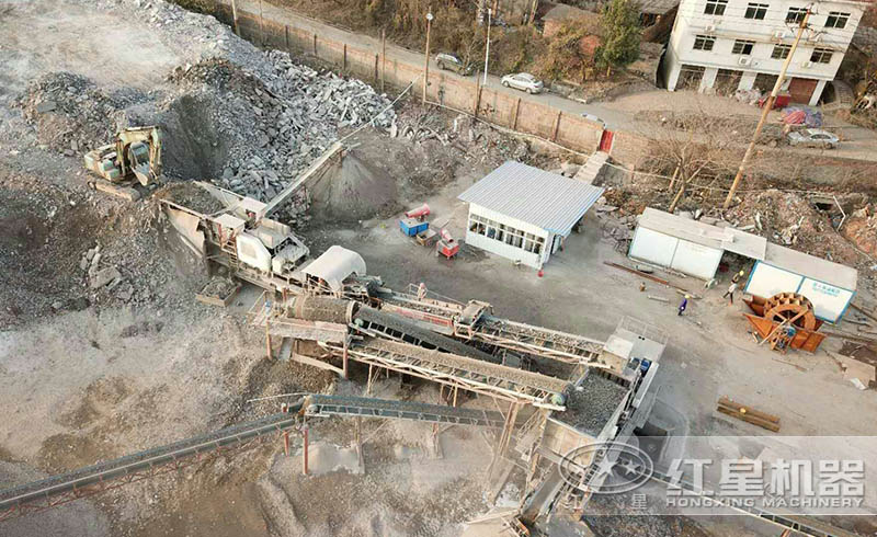 紅星移動(dòng)式建筑垃圾破碎現(xiàn)場