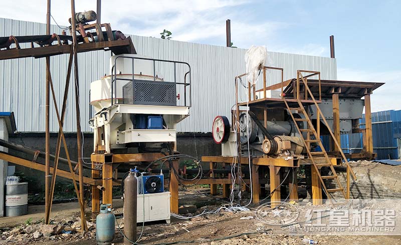 紅星用戶人工打沙生產(chǎn)線現(xiàn)場