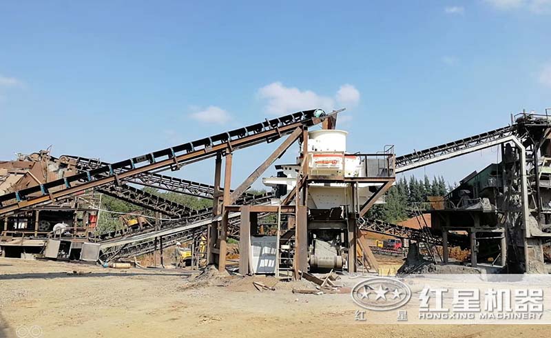 紅星用戶鵝卵石制砂生產(chǎn)線現(xiàn)場(chǎng)